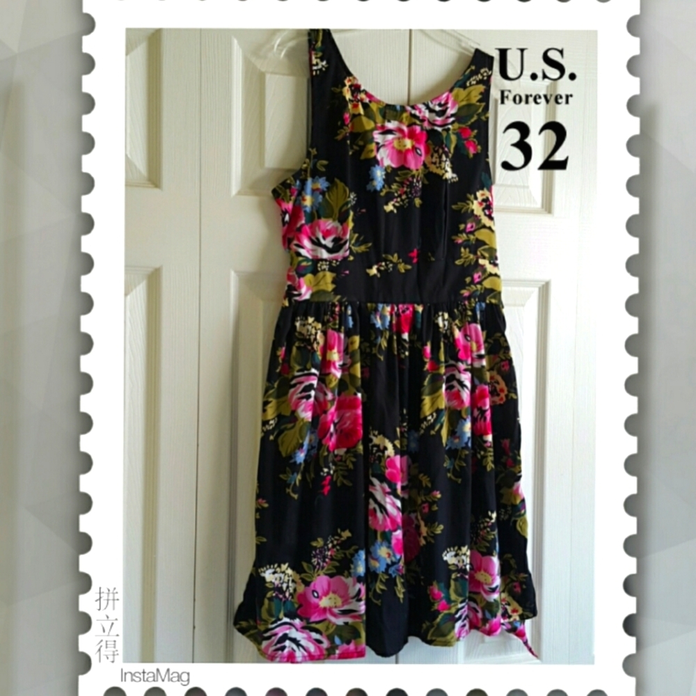 Band Of Gypsies Black Floral Mini Dress M (Juniors)